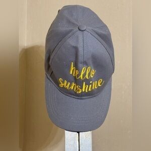 C.C Gray and Yellow Hat with Cheerful “Hello Sunshine” Embroidery